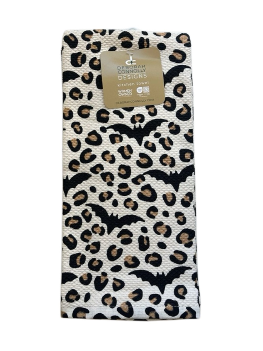 Leopard Print Bat Halloween Kitchen Towel Set